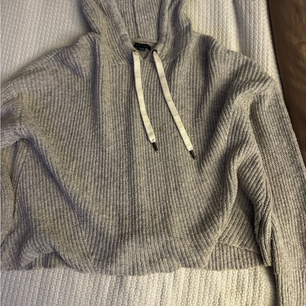 American Eagle Outfitters Gray Hooded Sweater